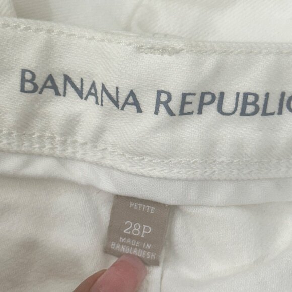 Banana Republic Women Ivory Stretch Denim Skinny Crop Jeans Petite Size 28P - Picture 11 of 12